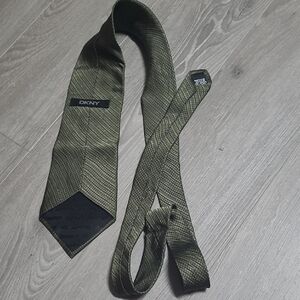 DKNY Olive Green Textured Silk Tie